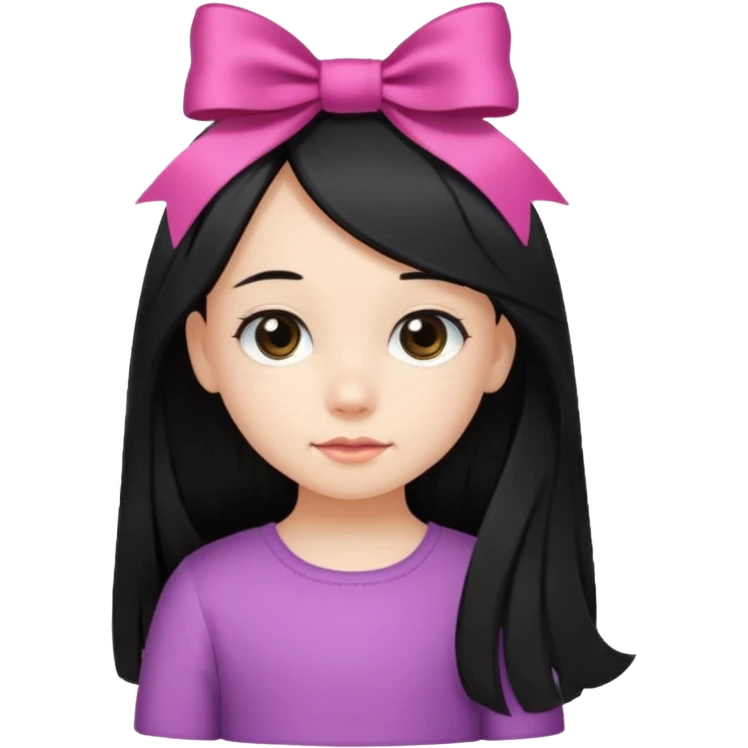 little girl with ribbon hairclip, long black hair emoji