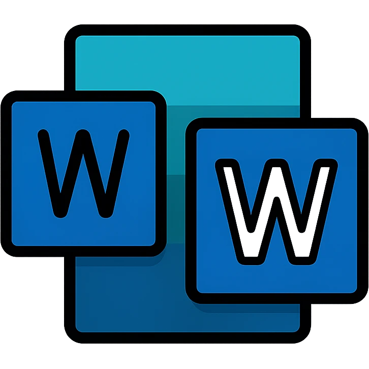 Microsoft Word logo as a flat icon, modern flat style, clear W letter, simple shapes emoji