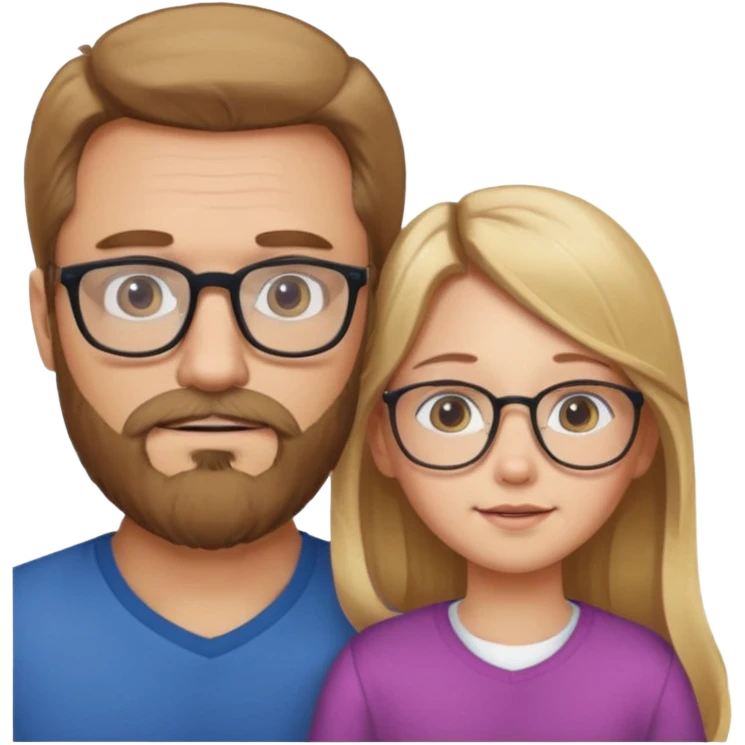 je voudrai un emoji d'un papa chatain avec une barbe chatain et de sa fille aux cheveux longs et blonds avec des lunettes emoji