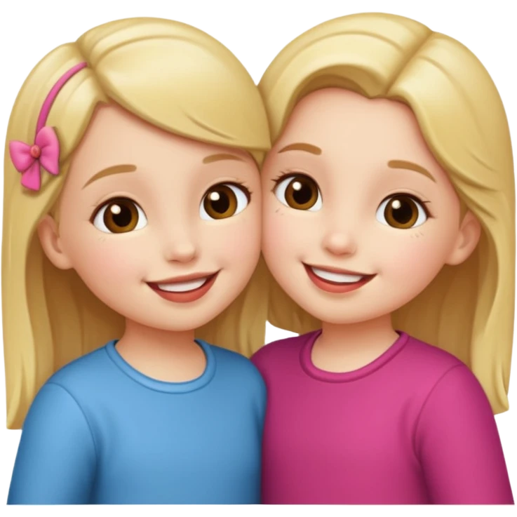 two little gals kissing emoji
