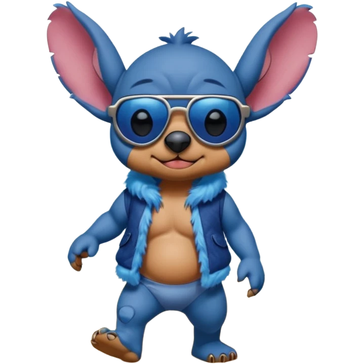 Stitch walking on the beach emoji