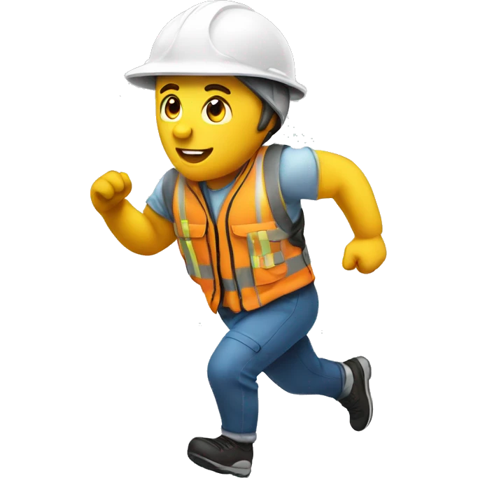 running with hard hat emoji