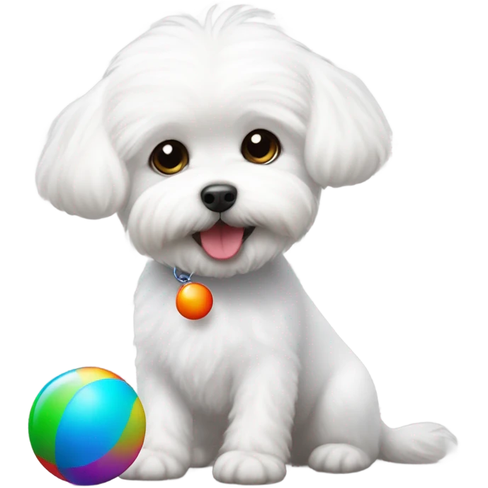 Bichon maltese play with a ball emoji
