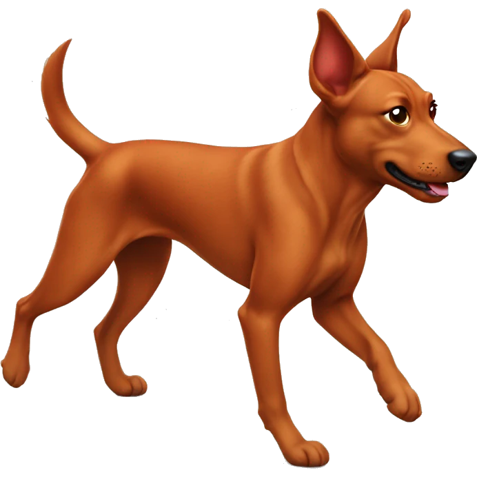realistic solid red dog with pointed ears running emoji