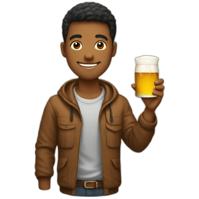 Students in fraternity with beer in hand emoji