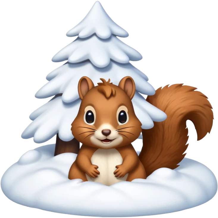 squirrel poking its head out of snow hill wearing christmas lights emoji