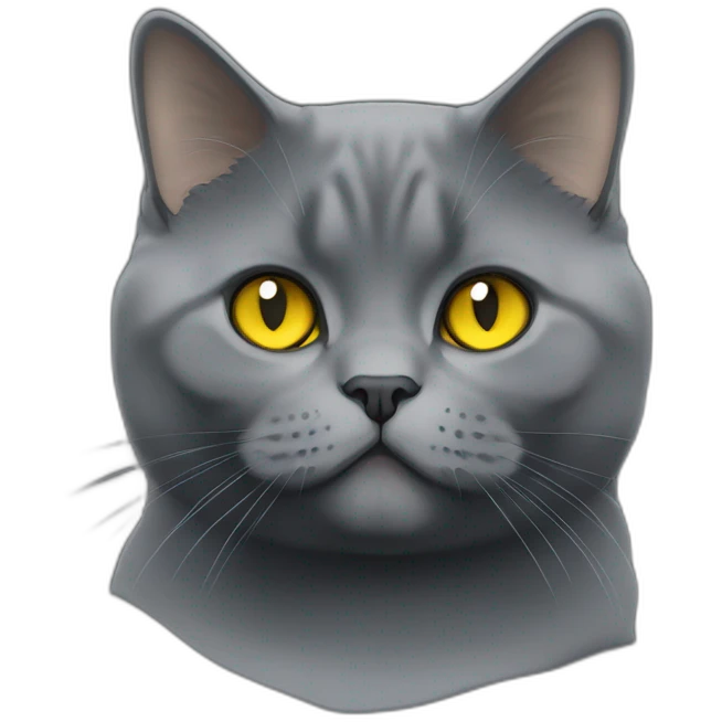 A Full british shorthair cat in the Color black smoke with yellow eyes emoji