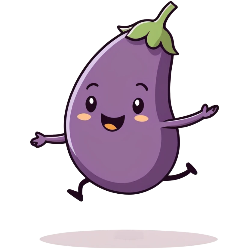Eggplant, throwing girl cartwheel emoji