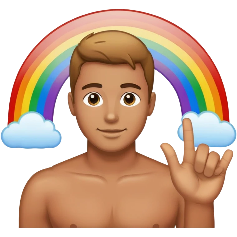 Man with rainbow over him saying Bromance emoji