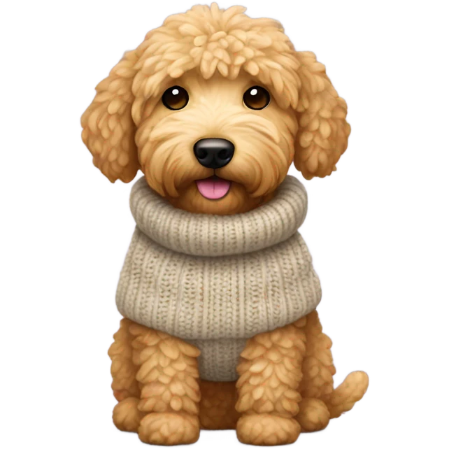 Mini golden doodle wearing a sweater emoji