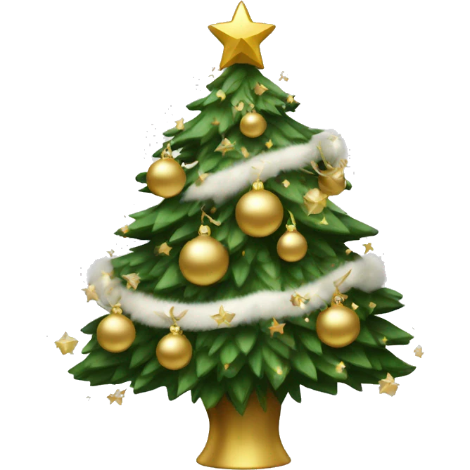 Christmas tree with white and gold decorations emoji