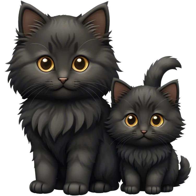 Two cute fluffy black Siberian kittens emoji