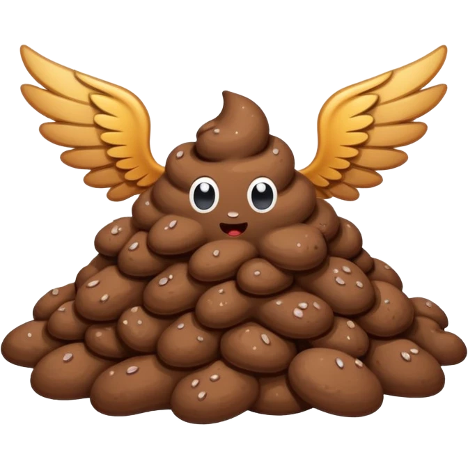 poop with small cartoon wings emoji
