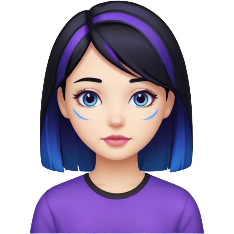 Girl with black blue and purple hair emoji