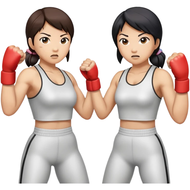two asian women kicking and fighting each other emoji