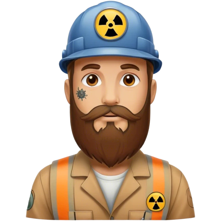 Long beard brown with tattoos and cap nuclear worker  emoji