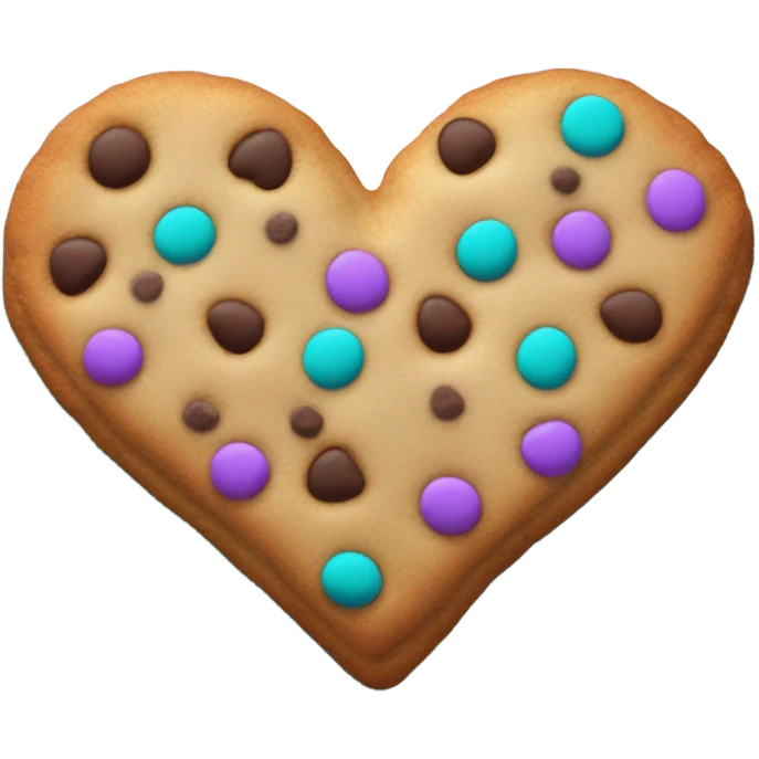 Purple teal chocolate chip heart cookie emoji
