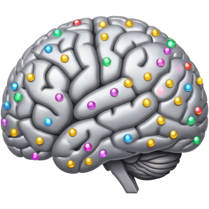 Brain with creativity colored sparkles around it emoji