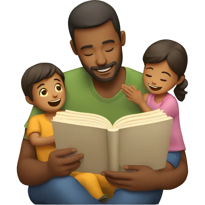 Dad reading to children emoji