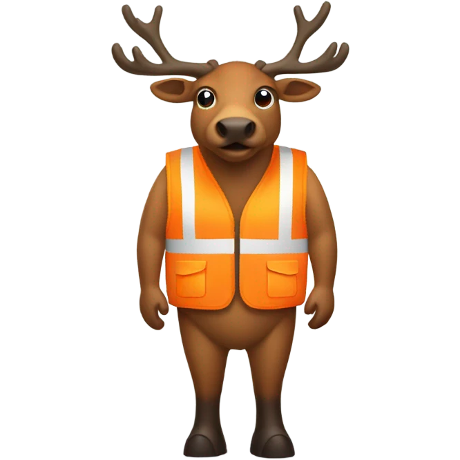 Elk wearing orange vest emoji