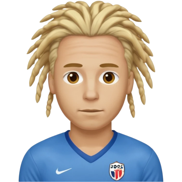 blonde dreadlocks man with blue jersey emoji