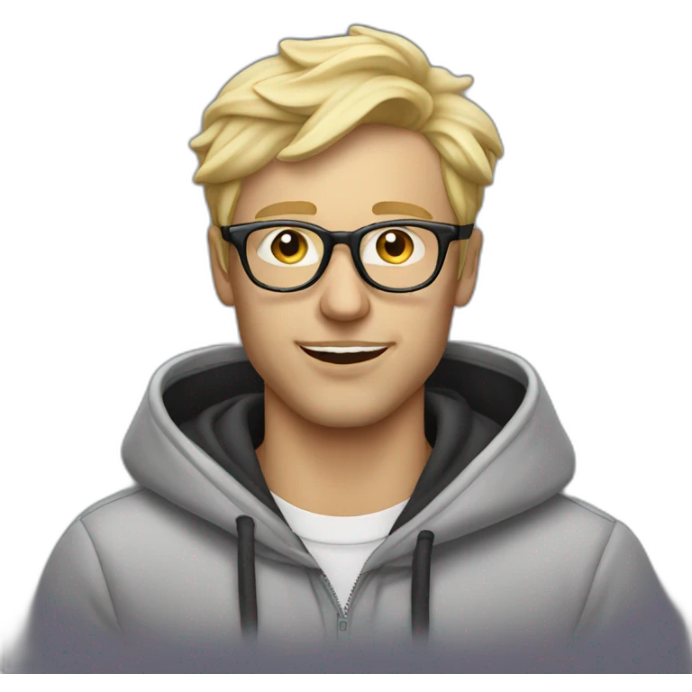 Blonde Man glasses hoodie eats icecream emoji