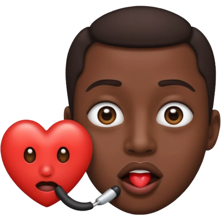 Heart eye emoji a black penis in mouth emoji