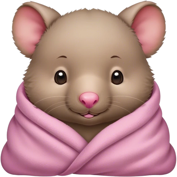 Cute baby wombat cozy in blanket emoji