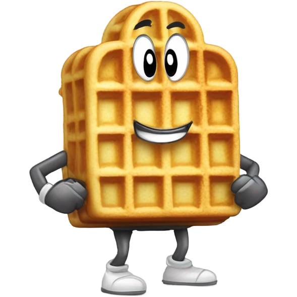 A waffle doing pushups emoji