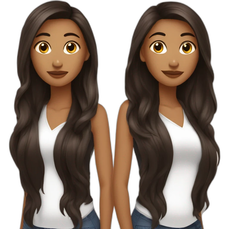 deux soeur noir a coter au cheveux long brun emoji