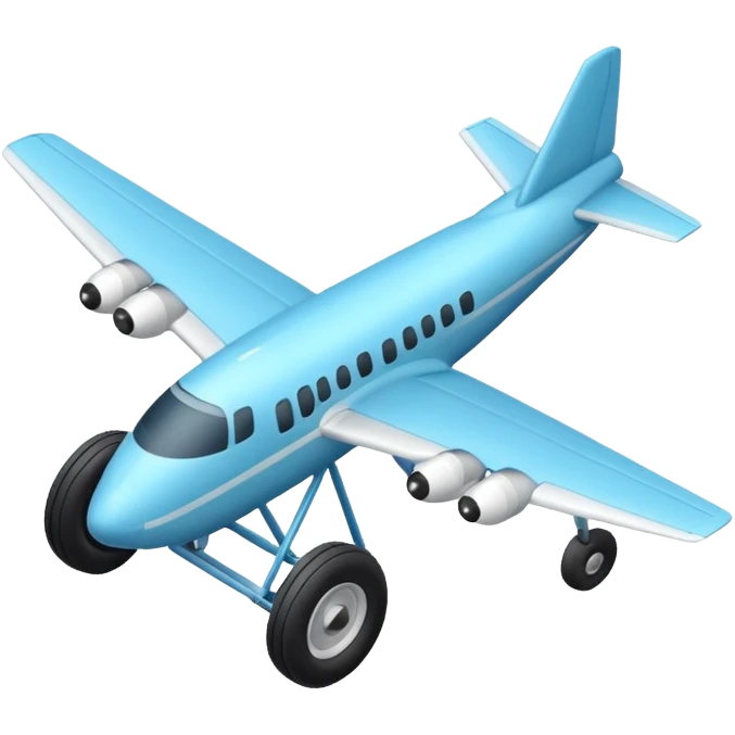 The aircraft's landing gear is one inflated, plump wheel with a strut, black in color, cartoon-style, isometric emoji