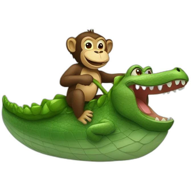 monkey riding a crocodile emoji
