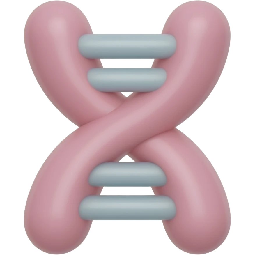 Cute minimalist pink chromosome two chromatids visible subtle allele marks but not between arms of chromosome soft pastel colors smooth and rounded edges flat vector style clean and modern aesthetic and simple design allel Marks on arms as little darker color emoji