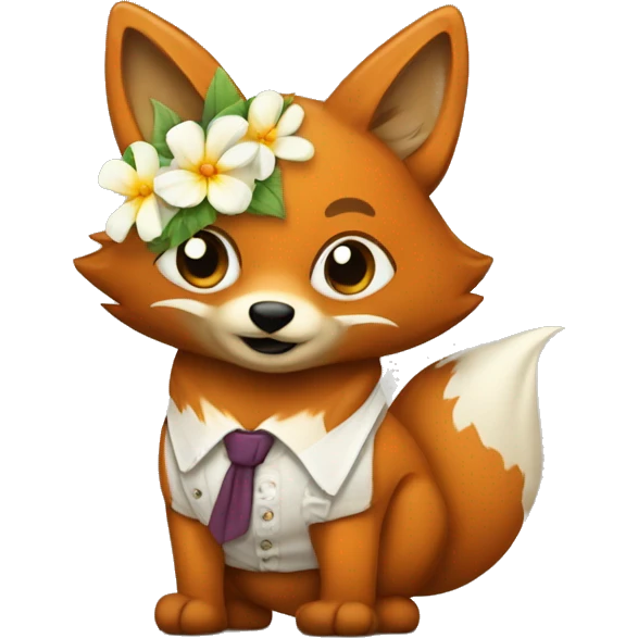 Renard avec une chemise a fleur emoji