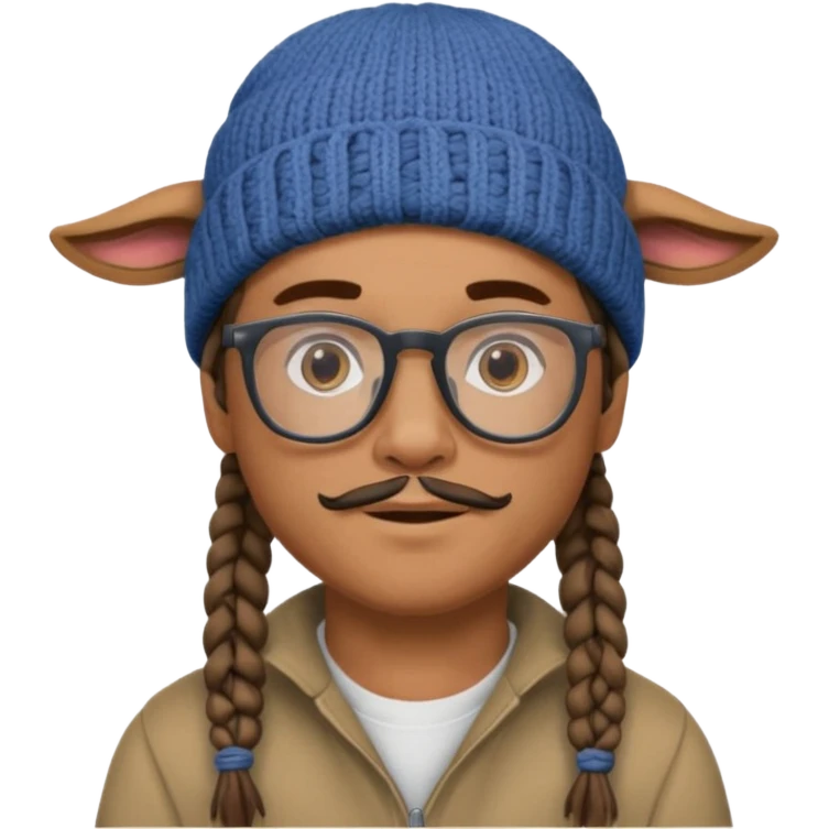 man with braids glasses beanie and goat beard emoji
