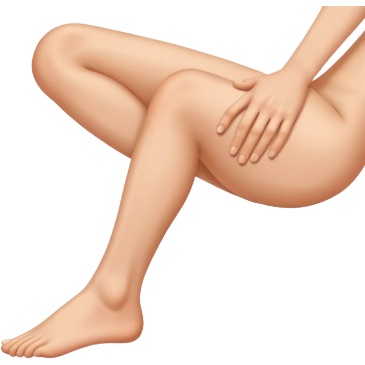 A hand is touching a leg for apologize  emoji