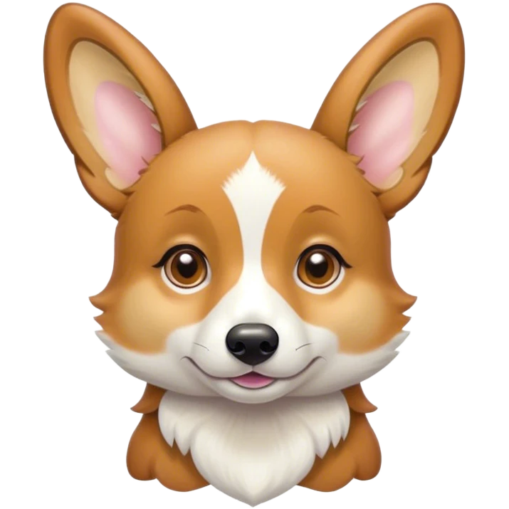 Cinematic Cute Fawn Corgi Portrait Emoji, Head tilted playfully and inquisitively, with a sleek fawn coat adorned with bright white patches and perky ears, round, sparkling brown eyes filled with curiosity, Simplified yet irresistibly adorable features, highly detailed, glowing with a warm, friendly glow, high shine, affectionate and lively, stylized with a touch of whimsy, bright and endearing, soft glowing outline, capturing the essence of a mischievous yet loving pup, so playful it feels like it could bound out of the screen and into your arms! emoji