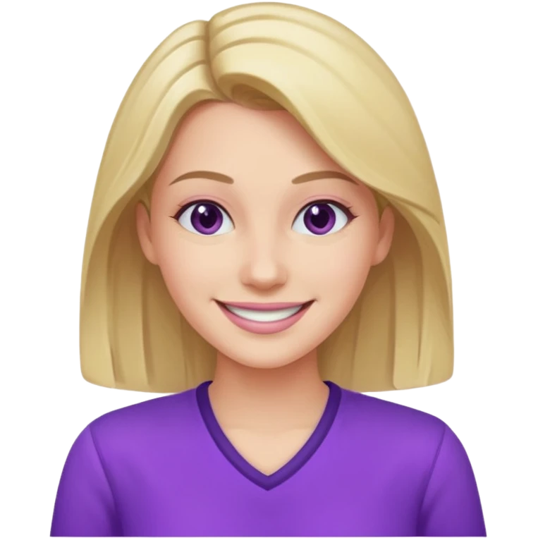 A young woman in 30s with purple clothes emoji