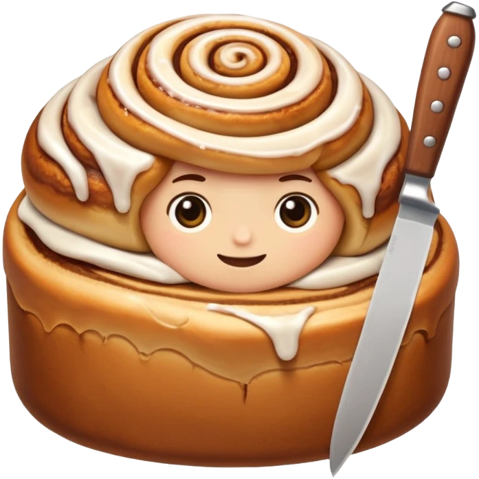 cinnamon roll holding knife emoji