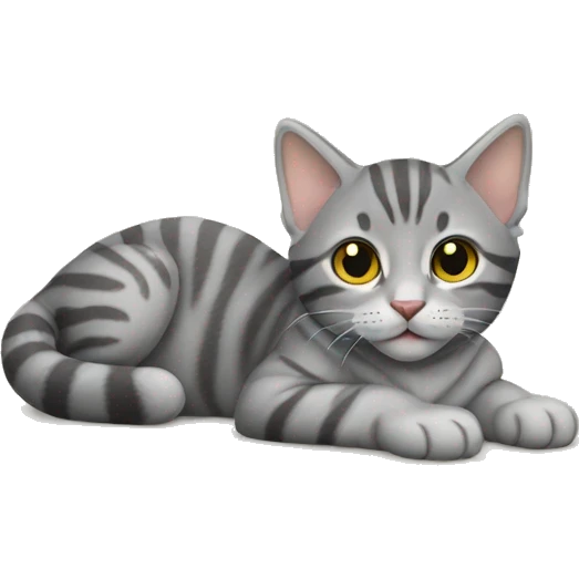 Gray tabby kitten laying emoji