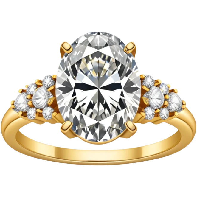 Oval diamond ring with gold and diamond band emoji