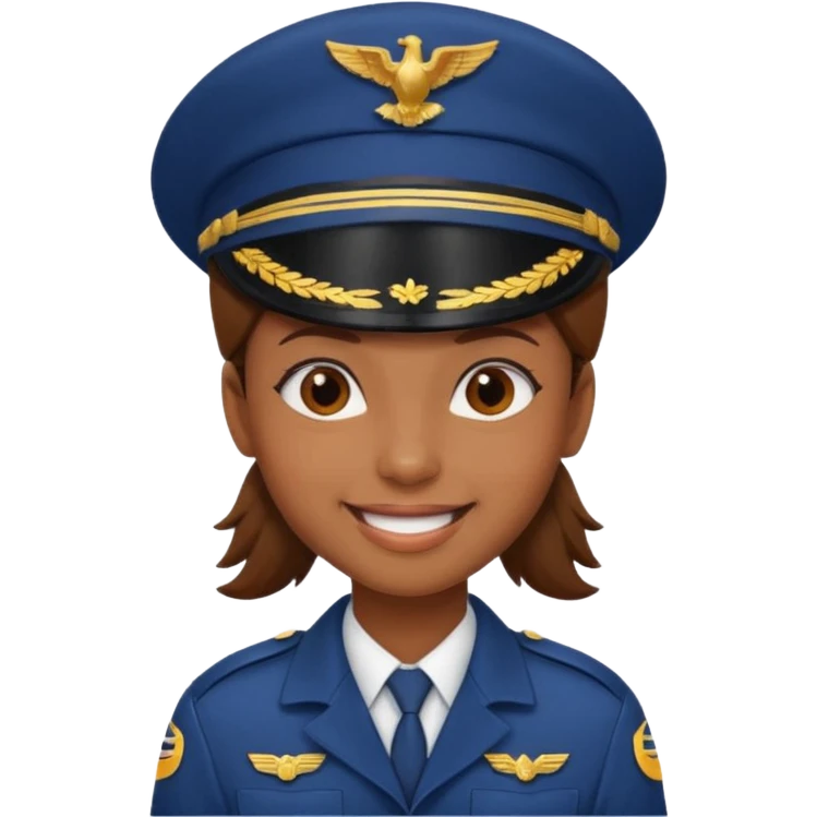 Young, brown skin, wearing pilot uniform include hat emoji