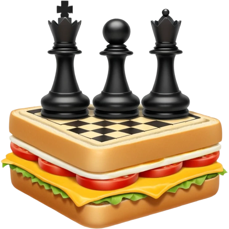 Chess pieces boxing on an egg sandwich emoji