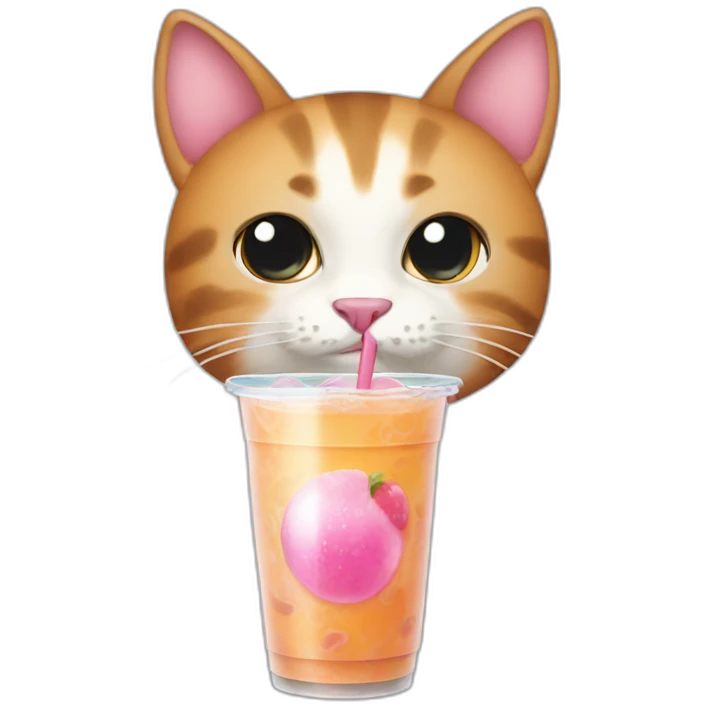 cat drinks bubble tea emoji