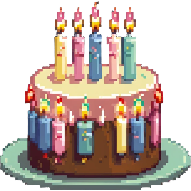 dangao Chinese birthday cake with candles, pastel colors emoji