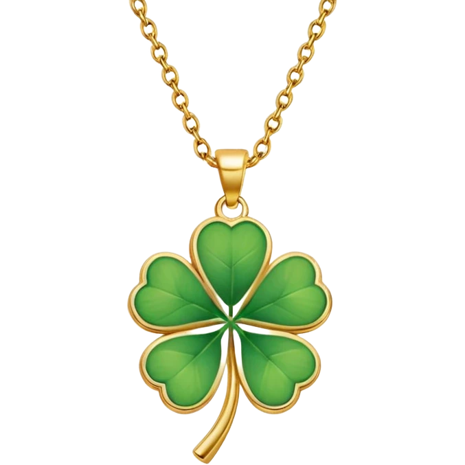 Lucky clover charm necklace – green four-leaf clover.
 emoji