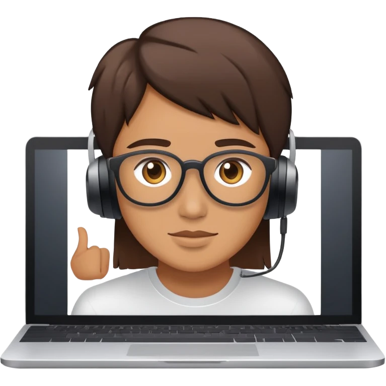 person streaming on webcam with computer emoji
