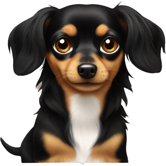 Black and tan long haired chiweenie  emoji