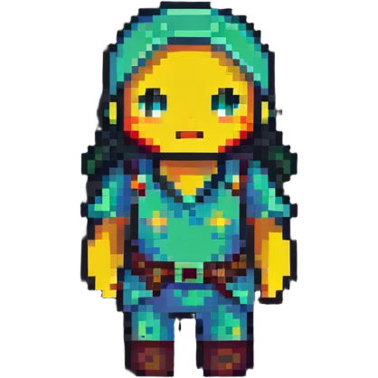 simple character in pixel art style emoji