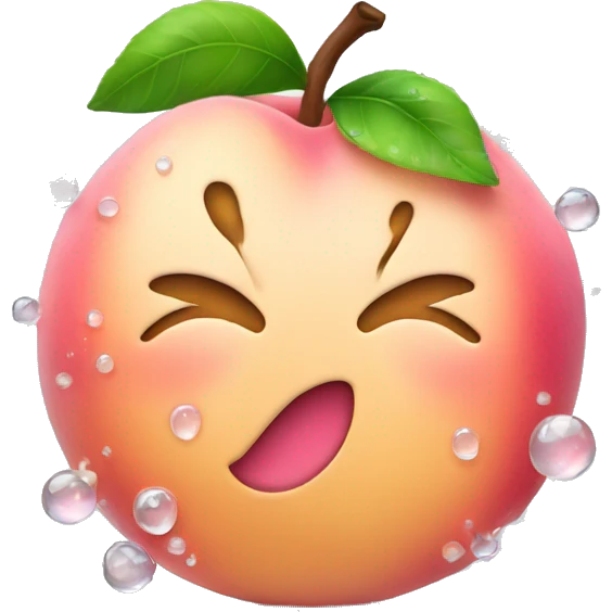 Pink peach with dewy water droplets  emoji